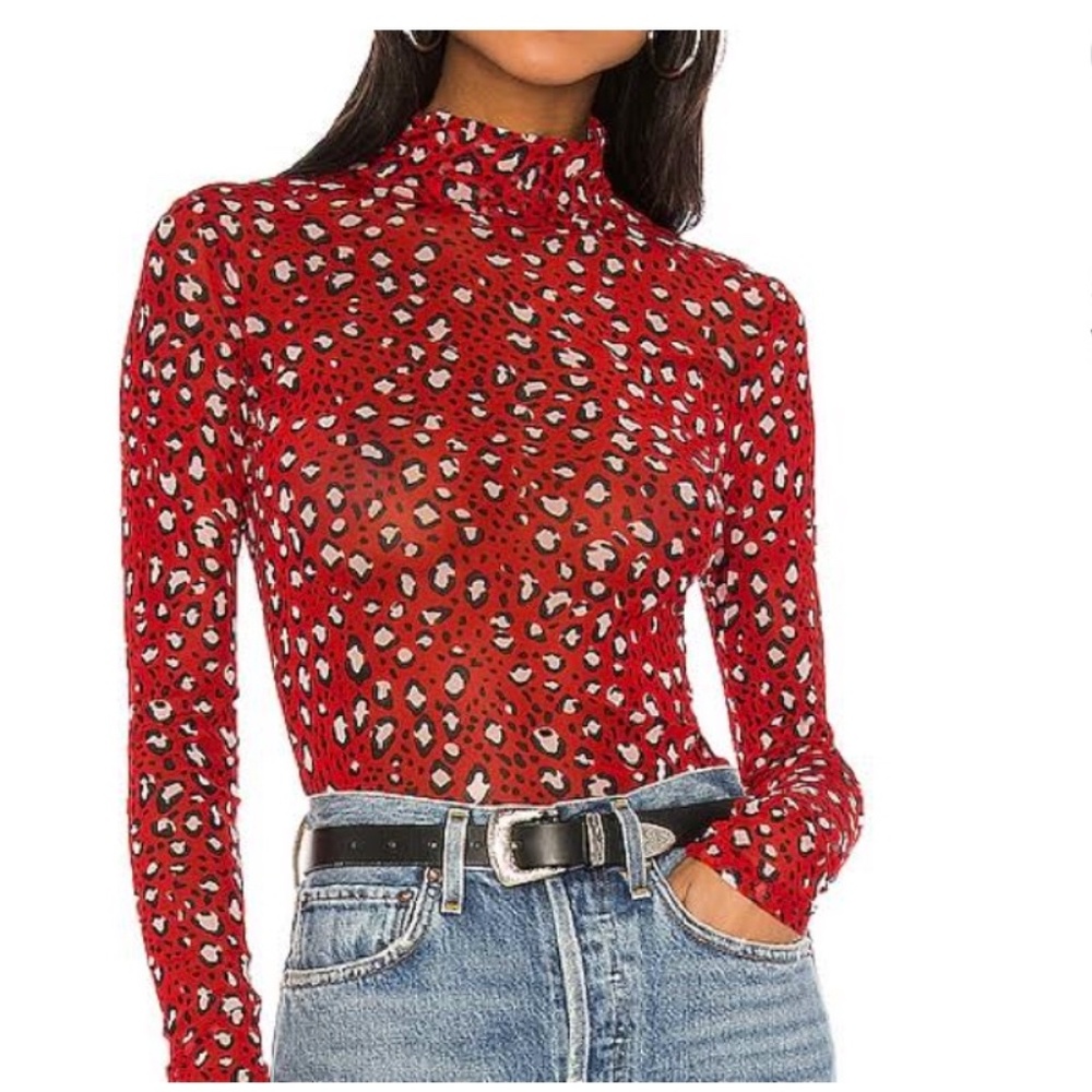 Sanctuary Cheetah Mesh Top XS